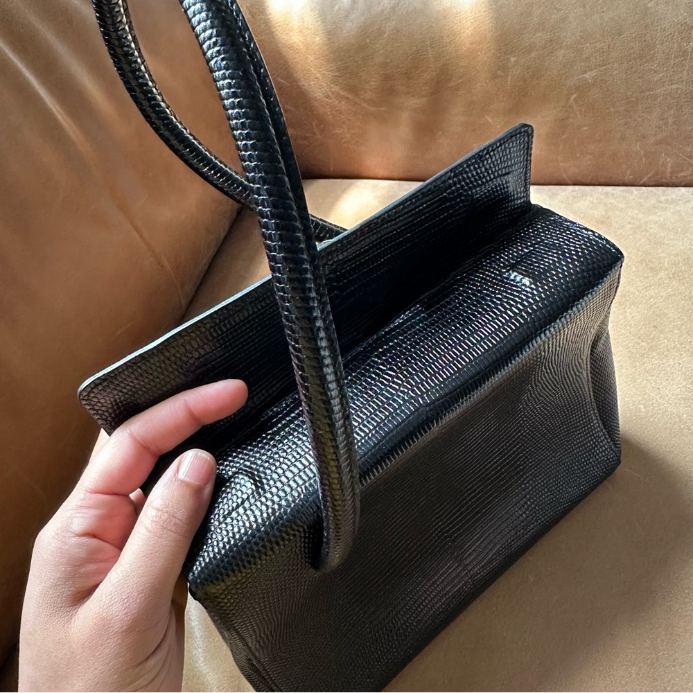 Little Liffner MADAME MADEMOISELLE black Lizard LEATHER SMALL MINI BAG PURSE - Picture 9 of 14